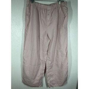 Orange Kiss Pajama Pants Womens XL Pink White Striped Button Fly Lounge Sleep